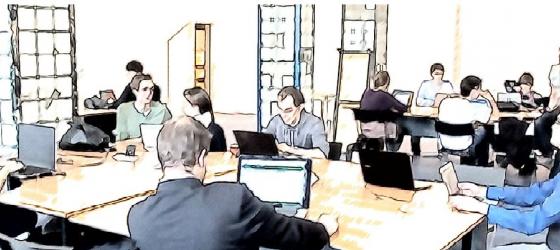 immagine grafica di impiegati in sala riunioni